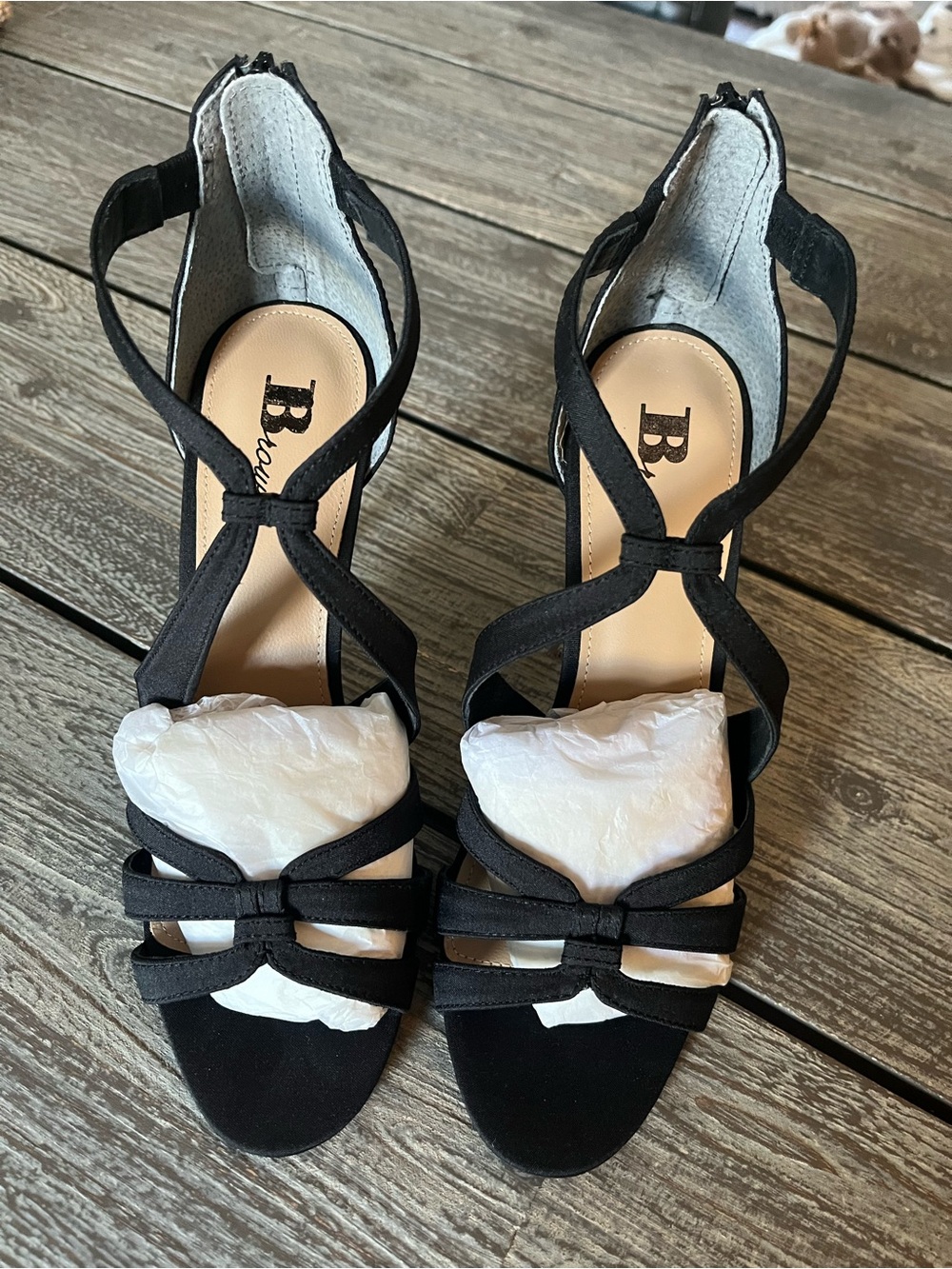 Browns Casadee black strappy stiletto 8.5 heels new in box siren long-leg style